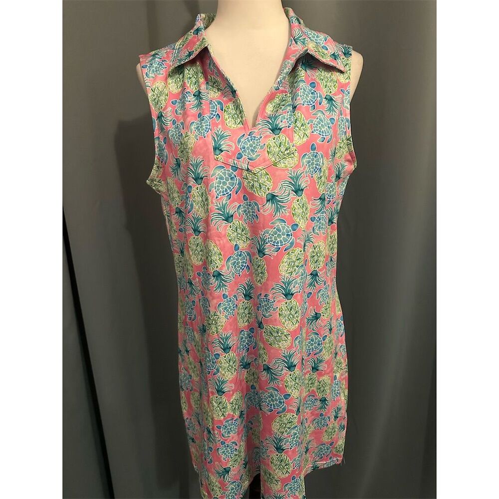Alvin's Island Women's XL Tropical Sundress Turtles Pineapples Summer Casual